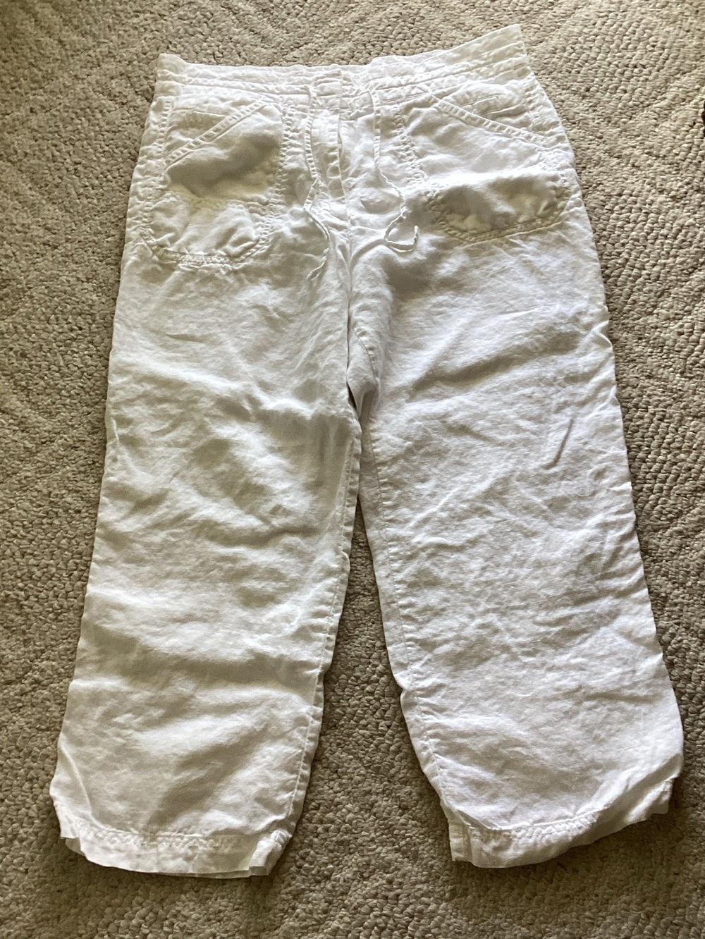 GAP White Linen European Fit Cropped Pants Coastal grandmother Lagenlook 2